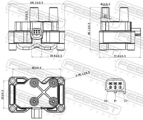 FEBEST Ignition Coil Unit (21640-002)
