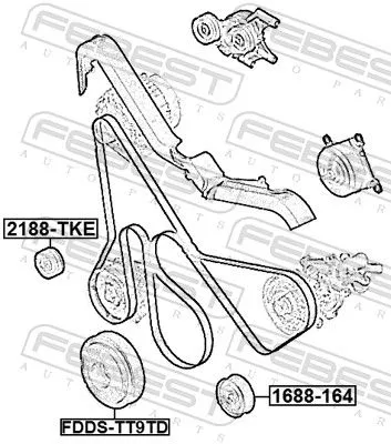 FEBEST Deflection/Guide Pulley, V-ribbed belt (2188-TKE)