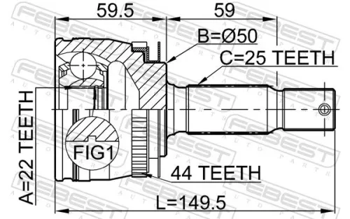 FEBEST Joint Kit, drive shaft (2210-CER16A44)