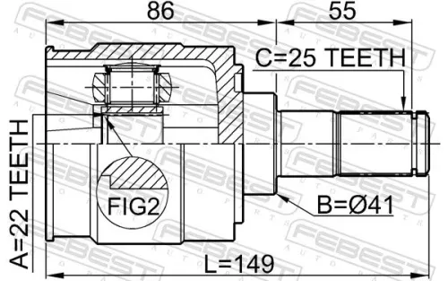 FEBEST Joint Kit, drive shaft (2211-CERII16)