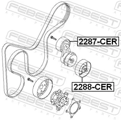 FEBEST Deflection/Guide Pulley, V-ribbed belt (2288-CER)