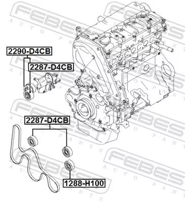 FEBEST Belt Tensioner, V-ribbed belt (2290-D4CB)