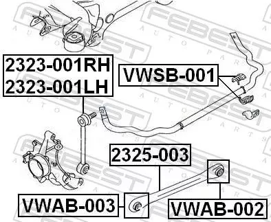 FEBEST Link/Coupling Rod, stabiliser bar (2323-001LH)