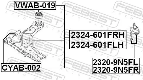 FEBEST Control/Trailing Arm, wheel suspension (2324-601FLH)