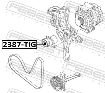 FEBEST Tensioner Pulley, V-ribbed belt (2387-TIG)