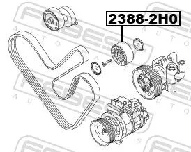 FEBEST Deflection/Guide Pulley, V-ribbed belt (2388-2H0)