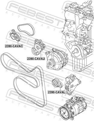 FEBEST Belt Tensioner, V-ribbed belt (2390-CAVAL)