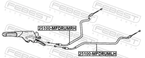 FEBEST Cable Pull, parking brake (25100-MFDRUMLH)