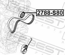 FEBEST Deflection/Guide Pulley, V-ribbed belt (2788-S80)