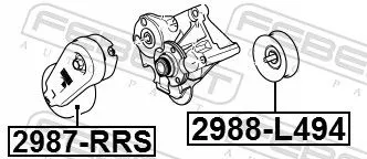 FEBEST Tensioner Pulley, V-ribbed belt (2987-RRS)