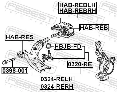 FEBEST Mounting, control/trailing arm (HAB-REB)