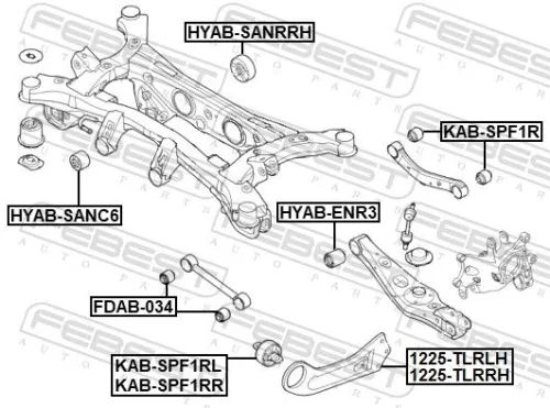 FEBEST Mounting, control/trailing arm (KAB-SPF1R)