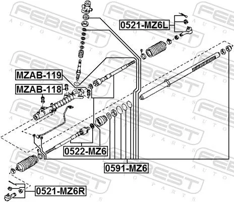 FEBEST Mounting, steering gear (MZAB-119)