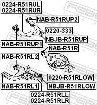 FEBEST Mounting, control/trailing arm (NAB-R51RL1)