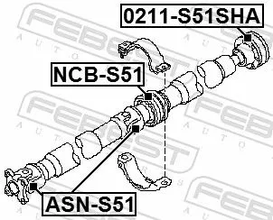 FEBEST Bearing, propshaft centre bearing (NCB-S51)