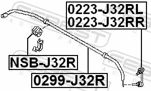 FEBEST Mounting, stabiliser bar (NSB-J32R)
