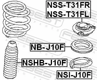 FEBEST Suspension Strut Support Mount (NSS-T31FL)