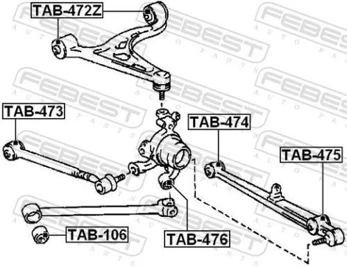 FEBEST Mounting, control/trailing arm (TAB-476)