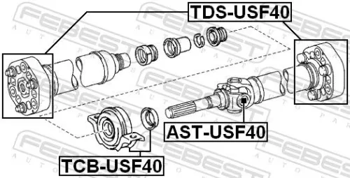 FEBEST Bearing, propshaft centre bearing (TCB-USF40)