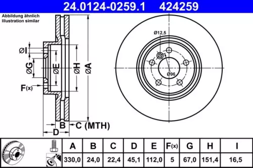 ATE Brake Disc (24.0124-0259.1)