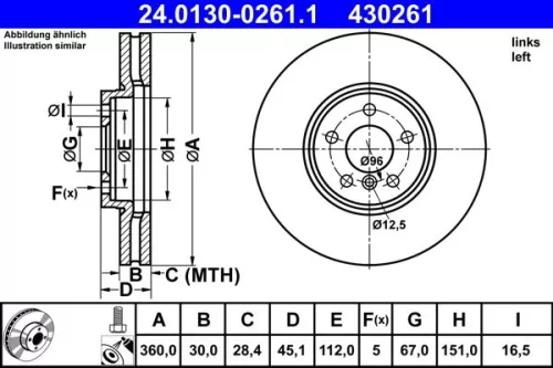 ATE Brake Disc (24.0130-0261.1)