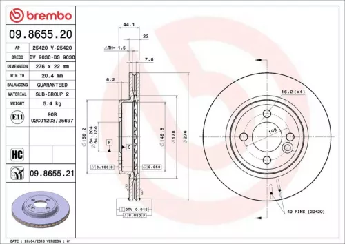 BREMBO Brake Disc (09.8655.20)