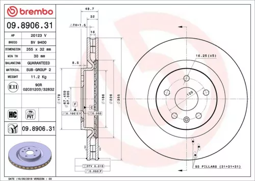 BREMBO Brake Disc (09.8906.31)