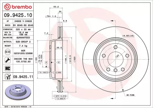 BREMBO Brake Disc (09.9425.10)