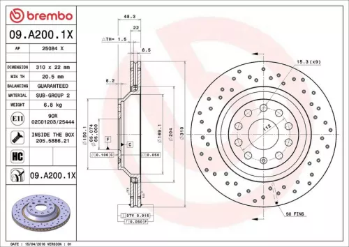 BREMBO Brake Disc (09.A200.1X)