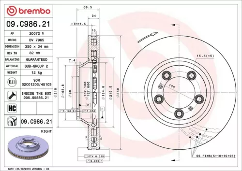 BREMBO Brake Disc (09.C986.21)