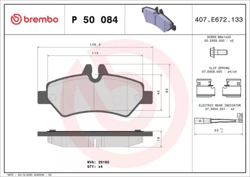 BREMBO Brake Pad Set, disc brake (P 50 084)