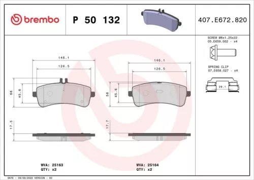 BREMBO Brake Pad Set, disc brake (P 50 132)