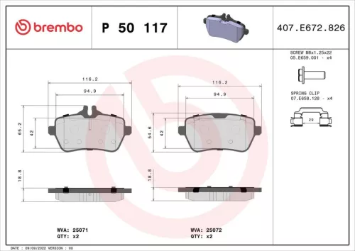 BREMBO Brake Pad Set, disc brake (P 50 117)