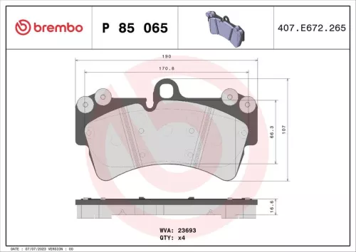 BREMBO Brake Pad Set, disc brake (P 85 065)