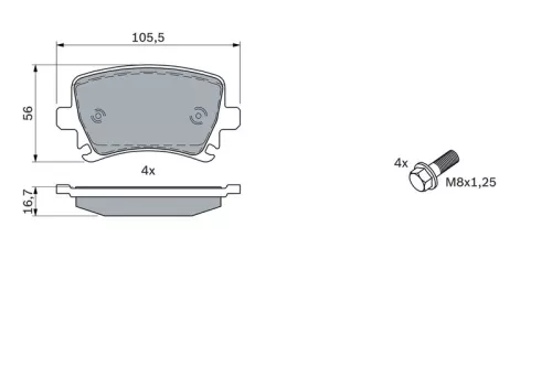 BOSCH Brake Pad Set, disc brake (0 986 494 053)