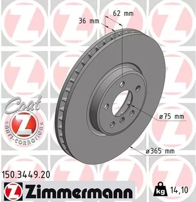 ZIMMERMANN Brake Disc (150.3449.20)