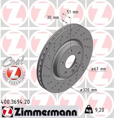 ZIMMERMANN Brake Disc (400.3694.20)