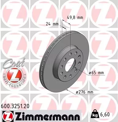 ZIMMERMANN Brake Disc (600.3251.20)
