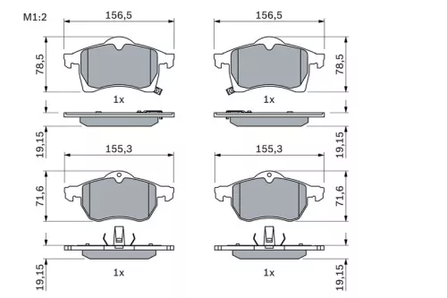 BOSCH Brake Pad Set, disc brake (0986424457)