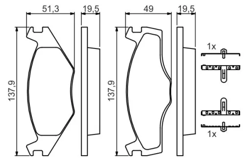 BOSCH Brake Pad Set, disc brake (0986468873)
