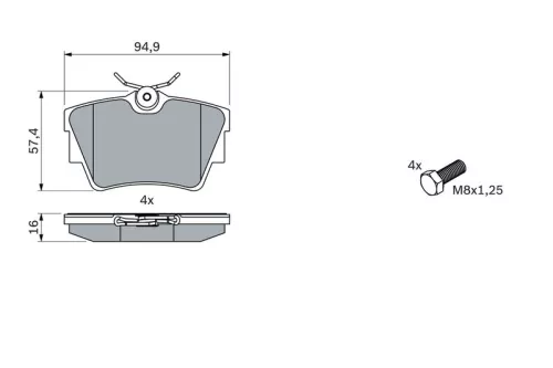 BOSCH Brake Pad Set, disc brake (0986494040)