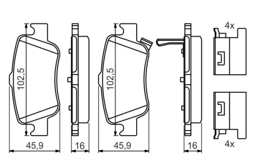 BOSCH Brake Pad Set, disc brake (0986494651)