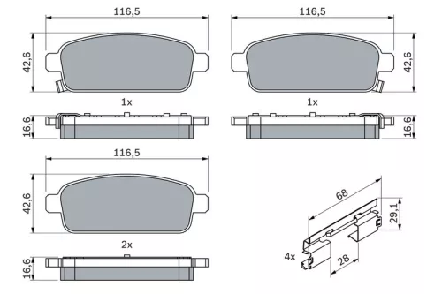 BOSCH Brake Pad Set, disc brake (0986494666)