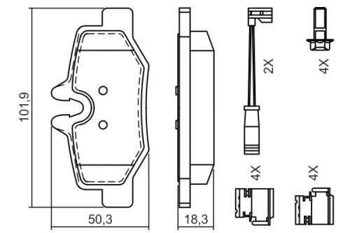 BOSCH Brake Pad Set, disc brake (0986494603)