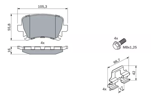 BOSCH Brake Pad Set, disc brake (0986494595)