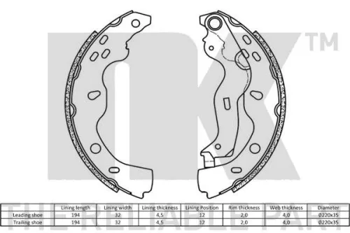 NK Brake Shoe Set (2723759)