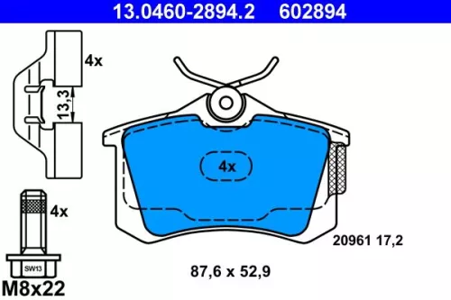 ATE Brake Pad Set, disc brake (13.0460-2894.2)