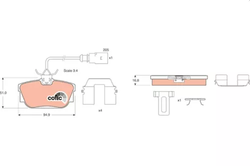 TRW Brake Pad Set, disc brake (GDB1369)