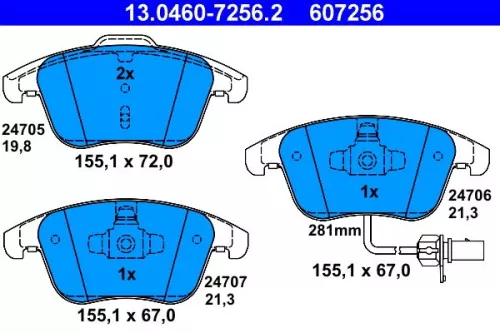 ATE Brake Pad Set, disc brake (13.0460-7256.2)