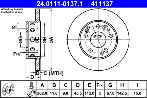 ATE Brake Disc (24.0111-0137.1)